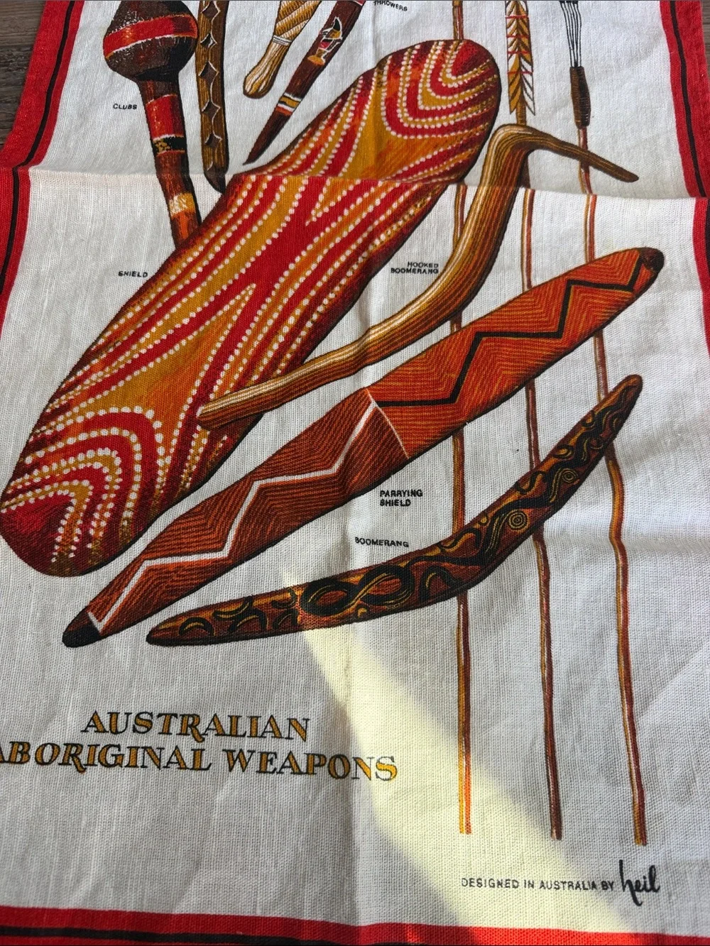Vintage MCM Australia Linen Tea Towel Color Fast